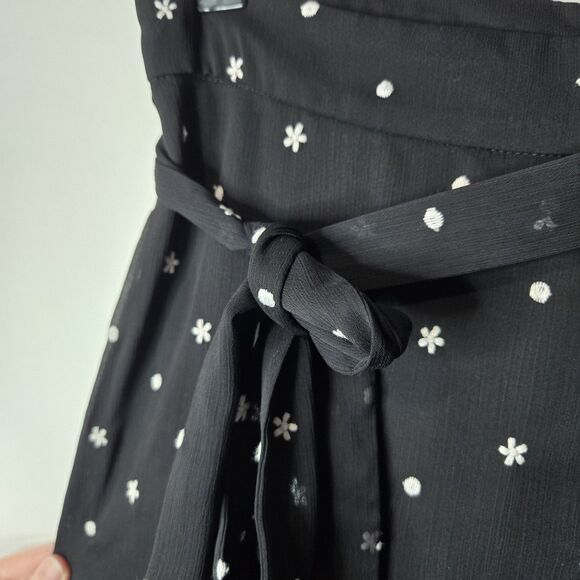 Ann Taylor Black Embroidered Ruffle Midi Skirt 2 - Picture 3 of 6